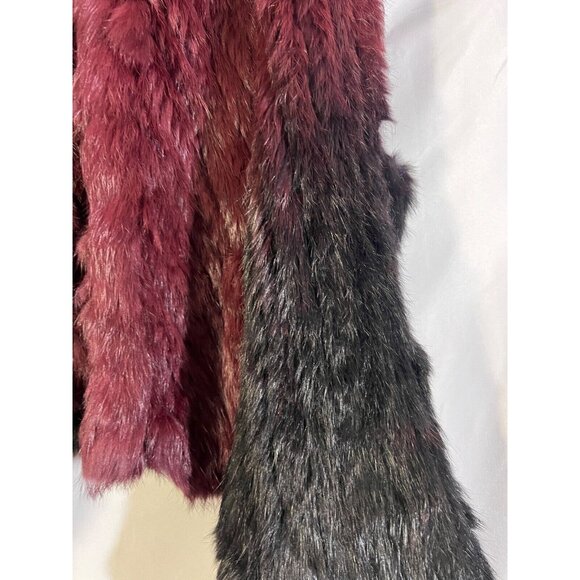 Dolce Cabo Maroon Burgundy/Black Ombre Fur Vest Rabbit Size S Super Soft - Picture 4 of 5